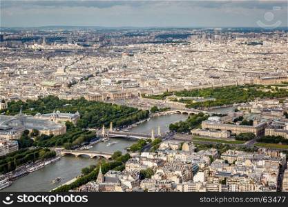 Aerial View on River Seine from the Eiffel Tower, Paris, France