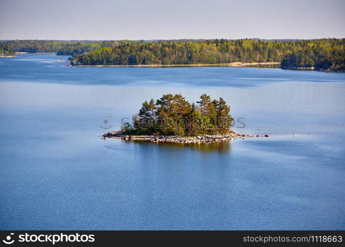 aerial view on scandinavian skerry coast