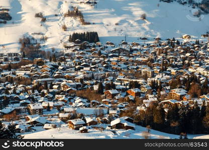 Aerial View on Ski Resort Megeve in French Alps, France