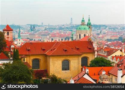 Aerial view over Old Town and Little Quarter in Prague, Czech Republic