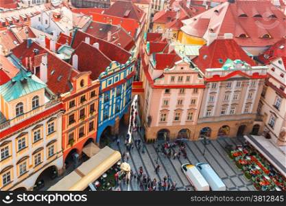 Aerial view over Old Town Square in Prague, Czech Republic