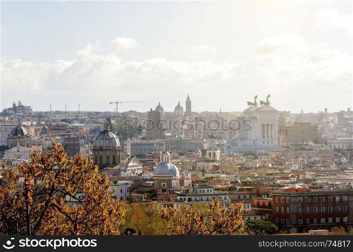 aerial view over rome taken from gianicolo hill.