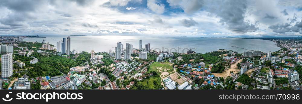 Aerial view panorama of pattaya beach in Thailand