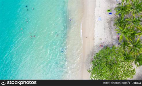 Aerial view Surin beach in Phuket, southern of Thailand, Surin beach is a very famous tourist destination in Phuket.