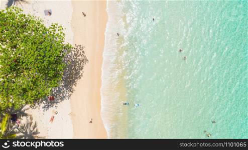 Aerial view Surin beach in Phuket, southern of Thailand, Surin beach is a very famous tourist destination in Phuket.