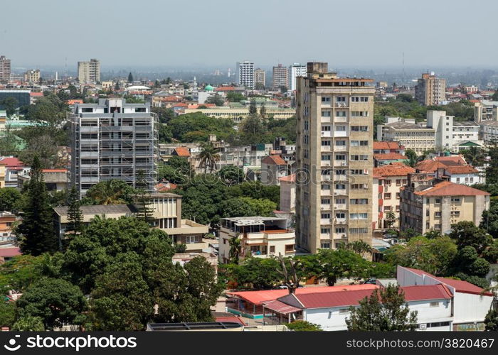 Aerial view the downtown area of Maputo, the capital city of Mozambique