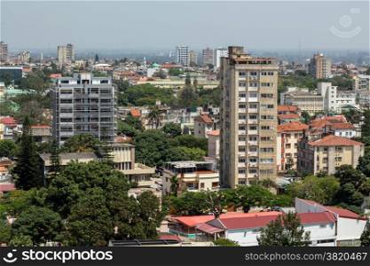 Aerial view the downtown area of Maputo, the capital city of Mozambique