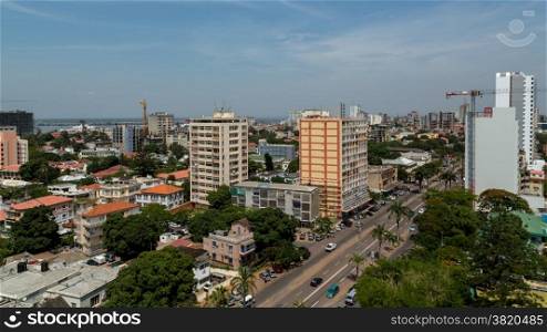 Aerial view the downtown area of Maputo, the capital city of Mozambique
