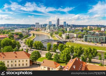 Aerial view to modern part of Vilnius in a beautiful summer day, Lithuania