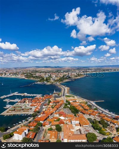 Aerial view to the Nessebar city in summer