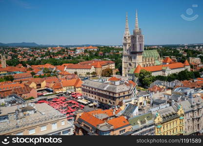 Aerial view Zagreb in Croatia. Capital city of Croatia, Zagreb is the famous tourist destination of Croatia and Europe.