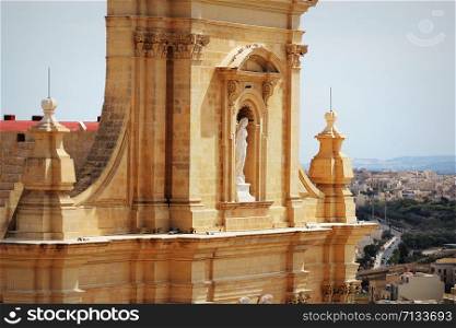 Aeriel view of city Victoria or Rabat and fragment of Gozo Cathedral , Victoria, Gozo, Malta .. Aeriel view of city Victoria or Rabat and fragment of Gozo Cathedral , Victoria, Gozo, Malta