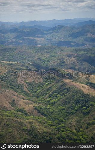 Aeriel view of the hills and mountains of Costa Rica