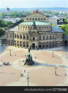 Aeril view of Semper Opera House in Dresden, Germany