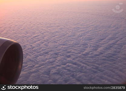 Aeroplane engine above the clouds