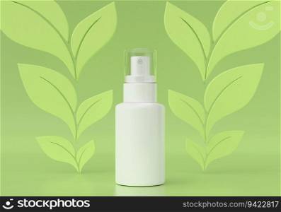 aerosol tube for medicine or cosmetics on green background