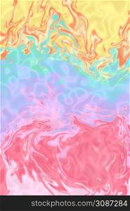 Aesthetic art of holographic foil in pastel pink, purple, yellow and blue colours. Abstract.water reflection.