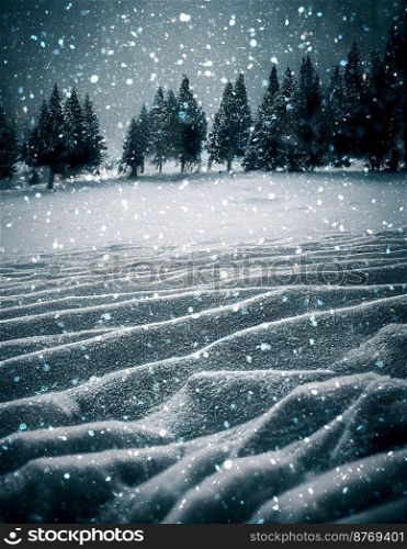 Aesthetic landscape background winter at Christmas 3d illustrated