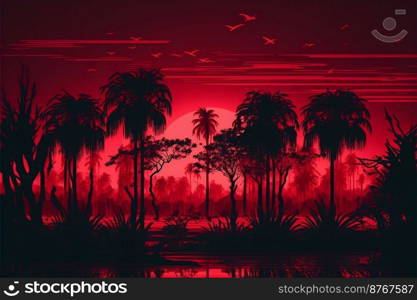aesthetic red palm tree background