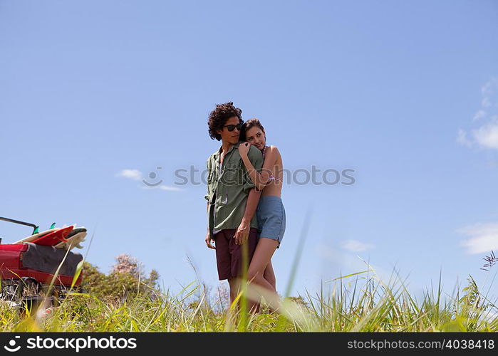 Affectionate young couple on vacation