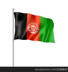 Afghanistan flag, three dimensional render, isolated on white. Afghan flag isolated on white