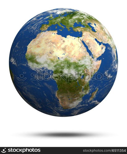 Africa and Europe. Africa and Europe. Earth globe model, maps courtesy of NASA. Africa and Europe