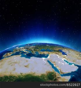 Africa and Mediterranean. Africa and Mediterranean. Elements of this image furnished by NASA. Africa and Mediterranean