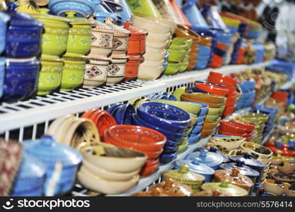 africa and tunis colorful ceramics gift suvenir outdoor on street market