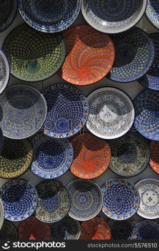 africa and tunis colorful ceramics gift suvenir outdoor on street market