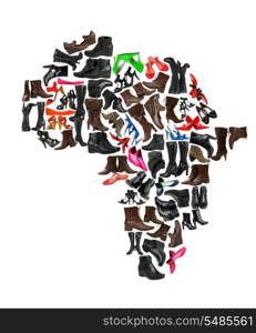 Africa continent made of woman shoes