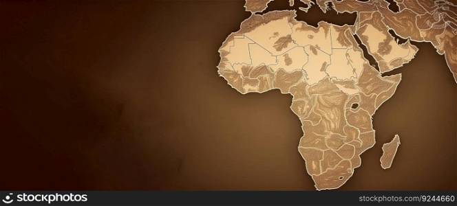 Africa day. Concept wallpaper map of the continent of Africa for the holiday. AI generated. Brown background illustration.. Africa day. Concept wallpaper map of the continent of Africa for the holiday. AI generated.