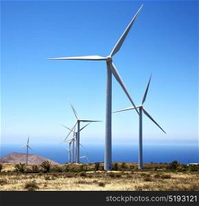 africa wind turbines and the sky in isle of lanzarote spain