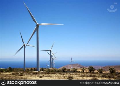 africa wind turbines and the sky in isle of lanzarote spain