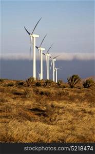 africa wind turbines and the sky in the isle of lanzarote spain