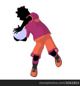 African ameircan female tween soccer player art illustration silhouette on a white background