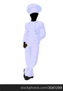 African american chef silhouette on a white background