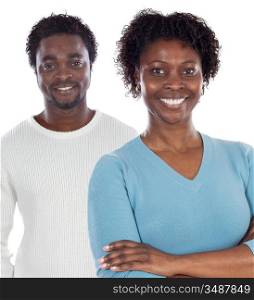 African american couple a over white background