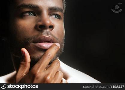 African american cute black young man closeup portrait