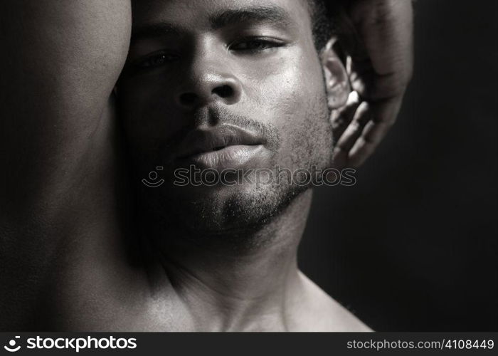 African american cute black young man closeup portrait