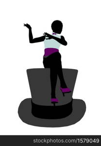 African american female sitting on a top hat art illustration silhouette on a white background