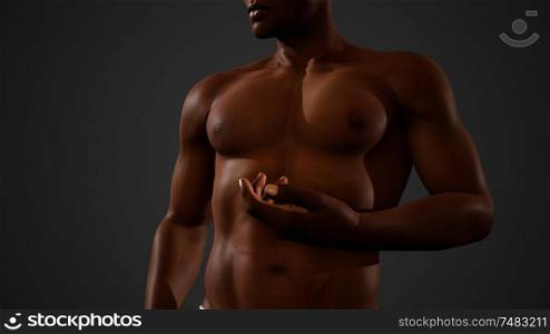 African American Male with bare chest