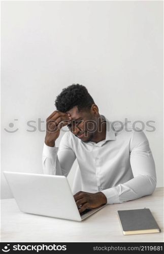 african american man thinking high view