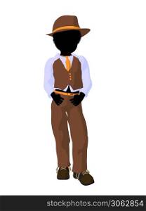 African american teen business silhouette illustration on a white background