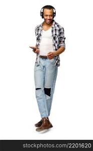 african-american young man wearing casual shirt over white background.. african-american young man wearing casual shirt over white background