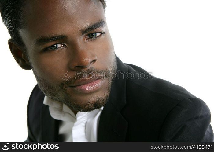 African american young model portrait over white background