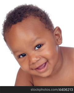 African baby with a beautiful expression isolated on a white background