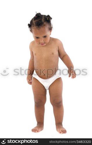 African baby with diaper on a white background