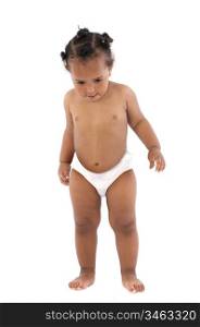 African baby with diaper on a white background