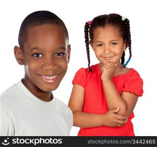 African brothers children isolated on a over white background