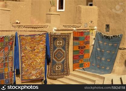 african carpet market detail in a street of morocco